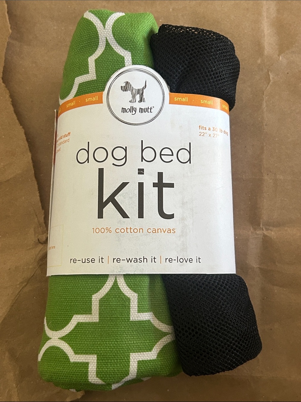 Molly Mutt Dog Bed Kit, 100% cotton canvas, small (22”x27”)